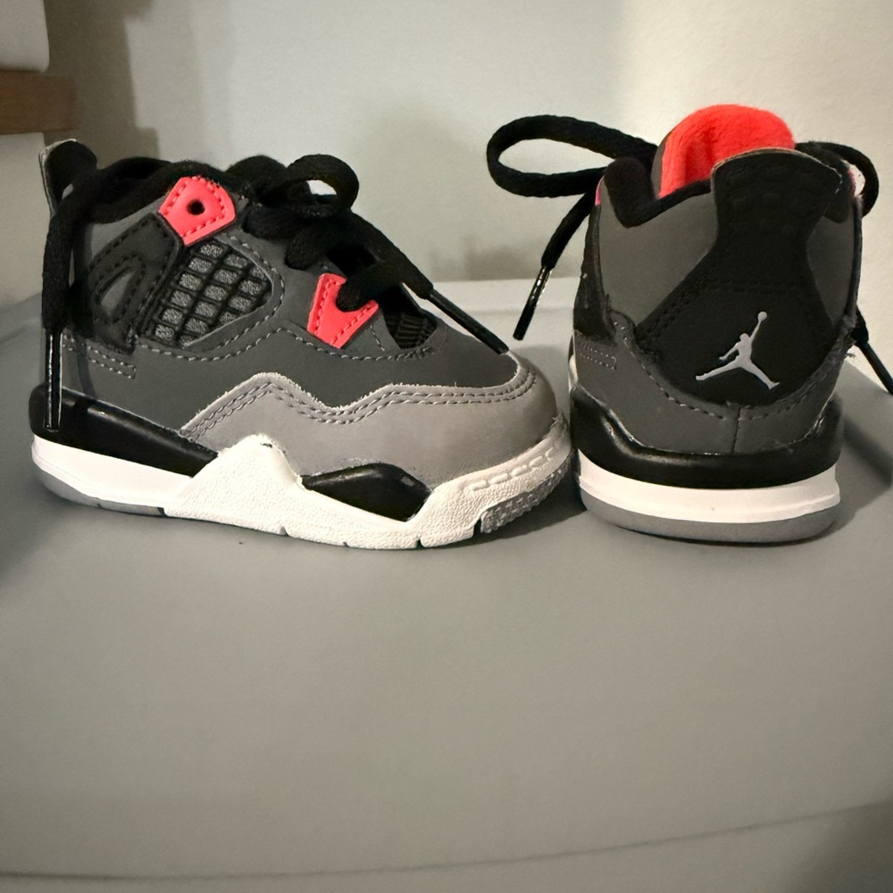 Jordan Kids Sneakers Gray Black with Pink Accents